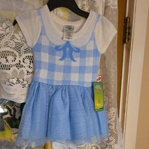 Source Unknown Light Blue and White Girls' Casual Dress
